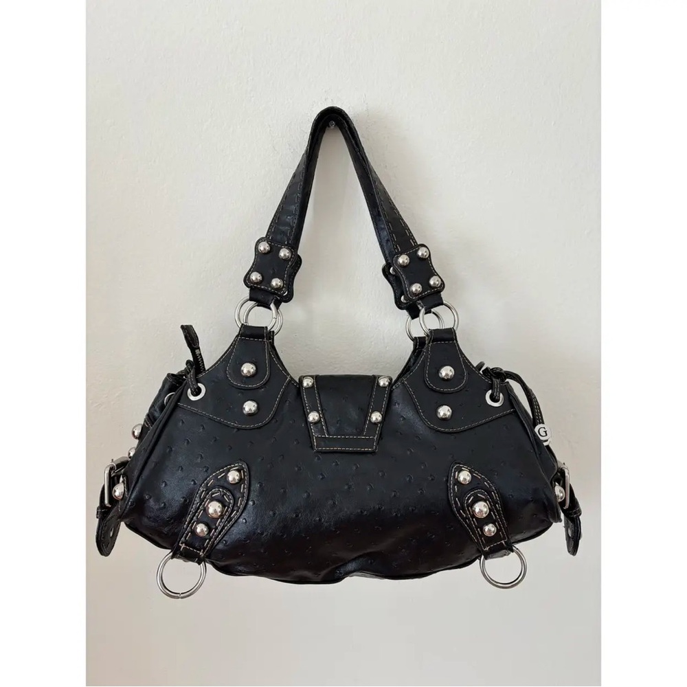 Y2K 2000s Guess Black Studded Shoulder Bag - Picture 3 of 16